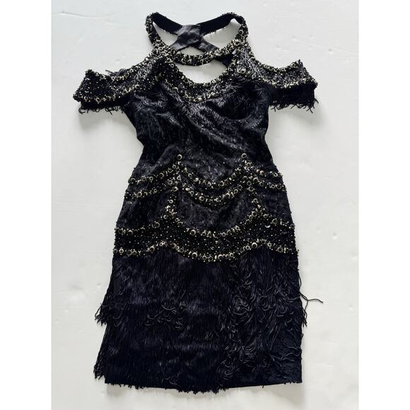 Vintage Mandalay Designs Black Flapper Dress Sequin Size 6 - Picture 5 of 10